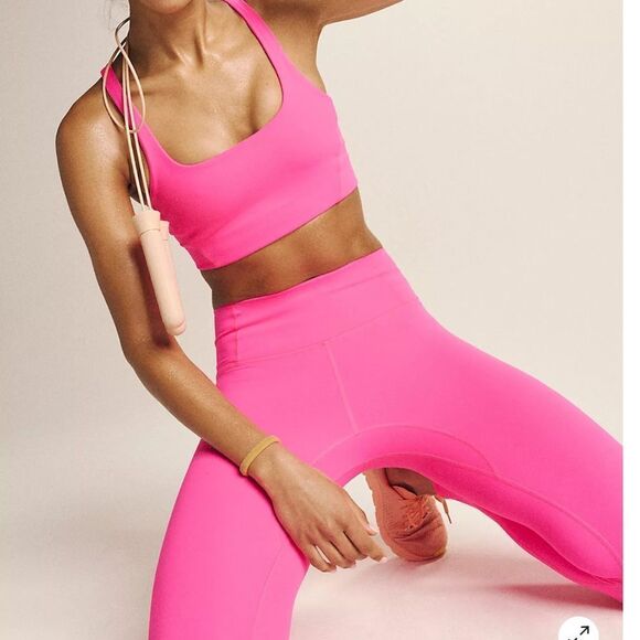 Free People Pants - 2 pcs Free People Good Karma items Hot Pink Square Neck Bra & Leggings both M/L